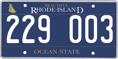 RI license plate 229003