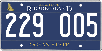 RI license plate 229005