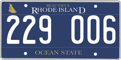 RI license plate 229006