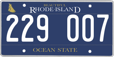 RI license plate 229007