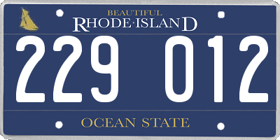 RI license plate 229012