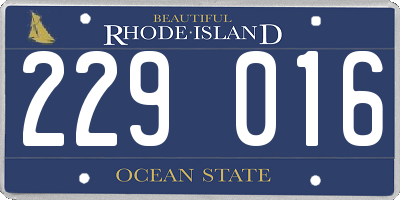 RI license plate 229016
