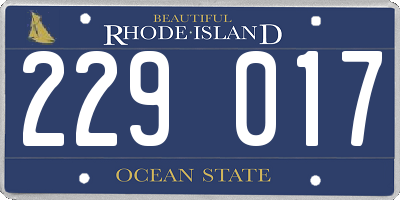 RI license plate 229017