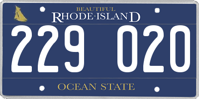 RI license plate 229020