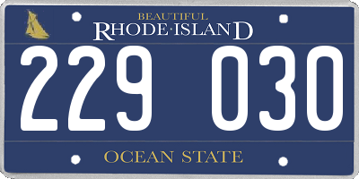 RI license plate 229030