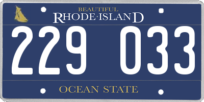 RI license plate 229033