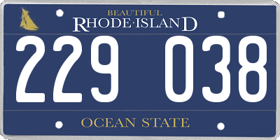 RI license plate 229038
