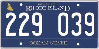 RI license plate 229039