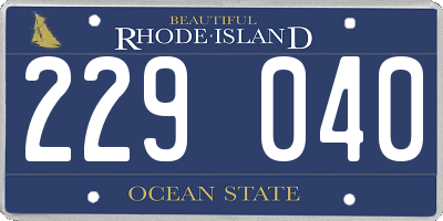 RI license plate 229040