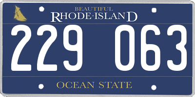RI license plate 229063