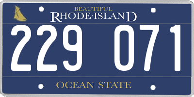 RI license plate 229071