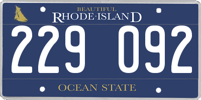 RI license plate 229092