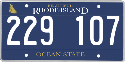 RI license plate 229107