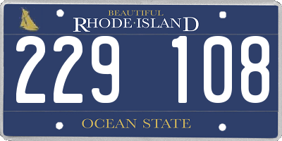 RI license plate 229108