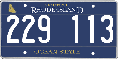 RI license plate 229113