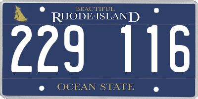 RI license plate 229116