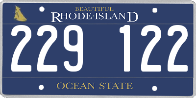 RI license plate 229122
