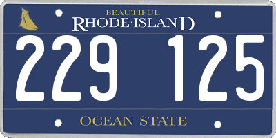 RI license plate 229125
