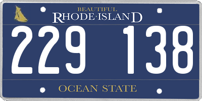 RI license plate 229138