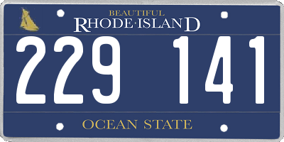 RI license plate 229141