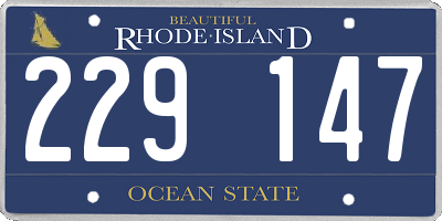 RI license plate 229147