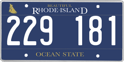 RI license plate 229181
