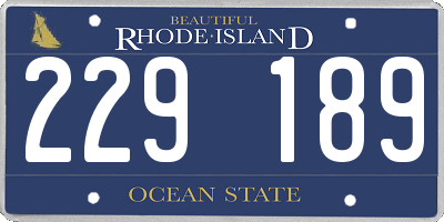 RI license plate 229189