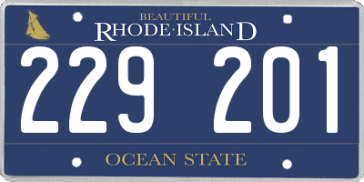 RI license plate 229201