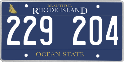 RI license plate 229204