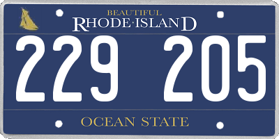 RI license plate 229205