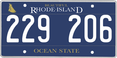 RI license plate 229206