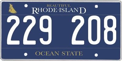 RI license plate 229208