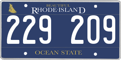 RI license plate 229209