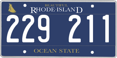 RI license plate 229211