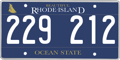 RI license plate 229212