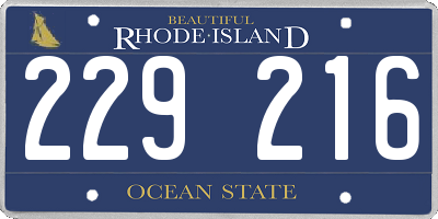 RI license plate 229216