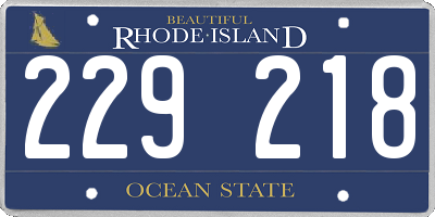 RI license plate 229218