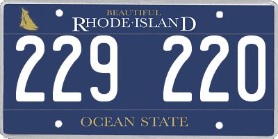 RI license plate 229220