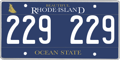 RI license plate 229229