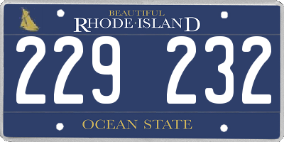 RI license plate 229232