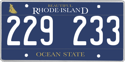 RI license plate 229233
