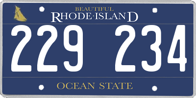 RI license plate 229234