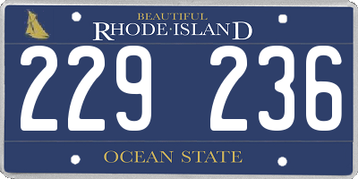 RI license plate 229236