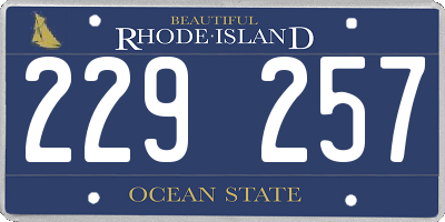 RI license plate 229257