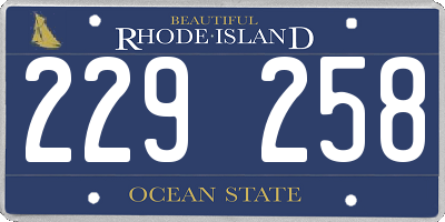 RI license plate 229258