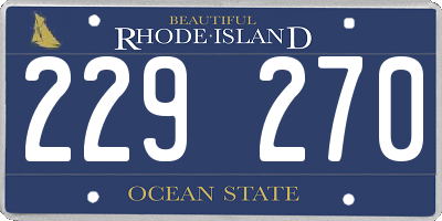 RI license plate 229270