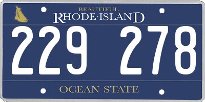 RI license plate 229278