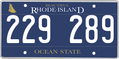 RI license plate 229289