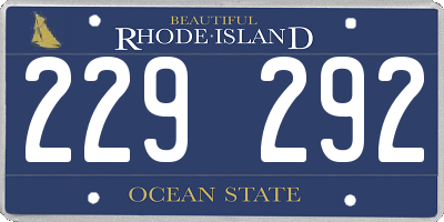 RI license plate 229292
