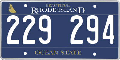 RI license plate 229294